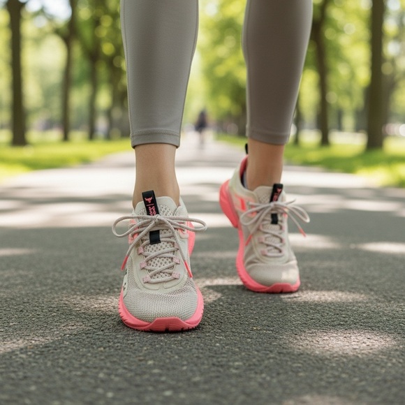 Under Armour Project Rock Beige and Pink Trainers - Picture 8 of 8